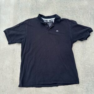 Ecko Unltd Mens Black Pique Knit Polo Shirt Rhino Logo Three Button
